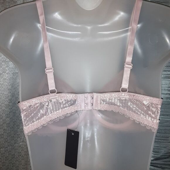 Youmita 34C Pink Suede Soft Lace Unpadded Bra NWT - Picture 4 of 9